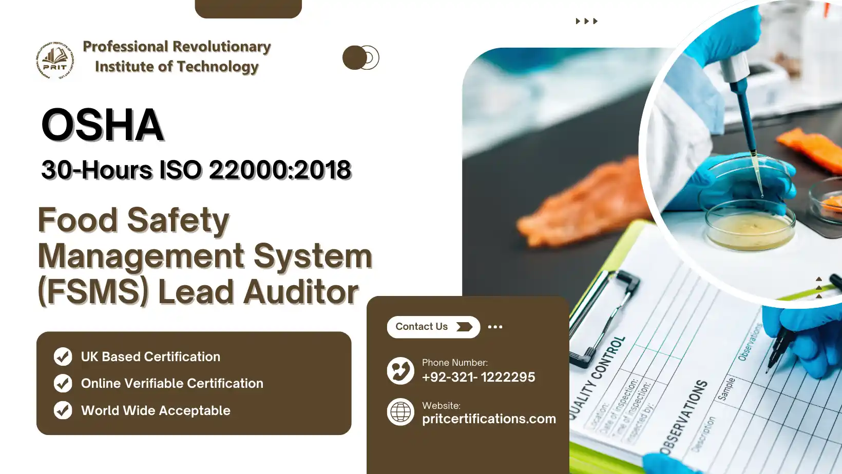OSHAA 30-Hours ISO 22000:2018 Food Safety Management System (FSMS) Lead Auditor
